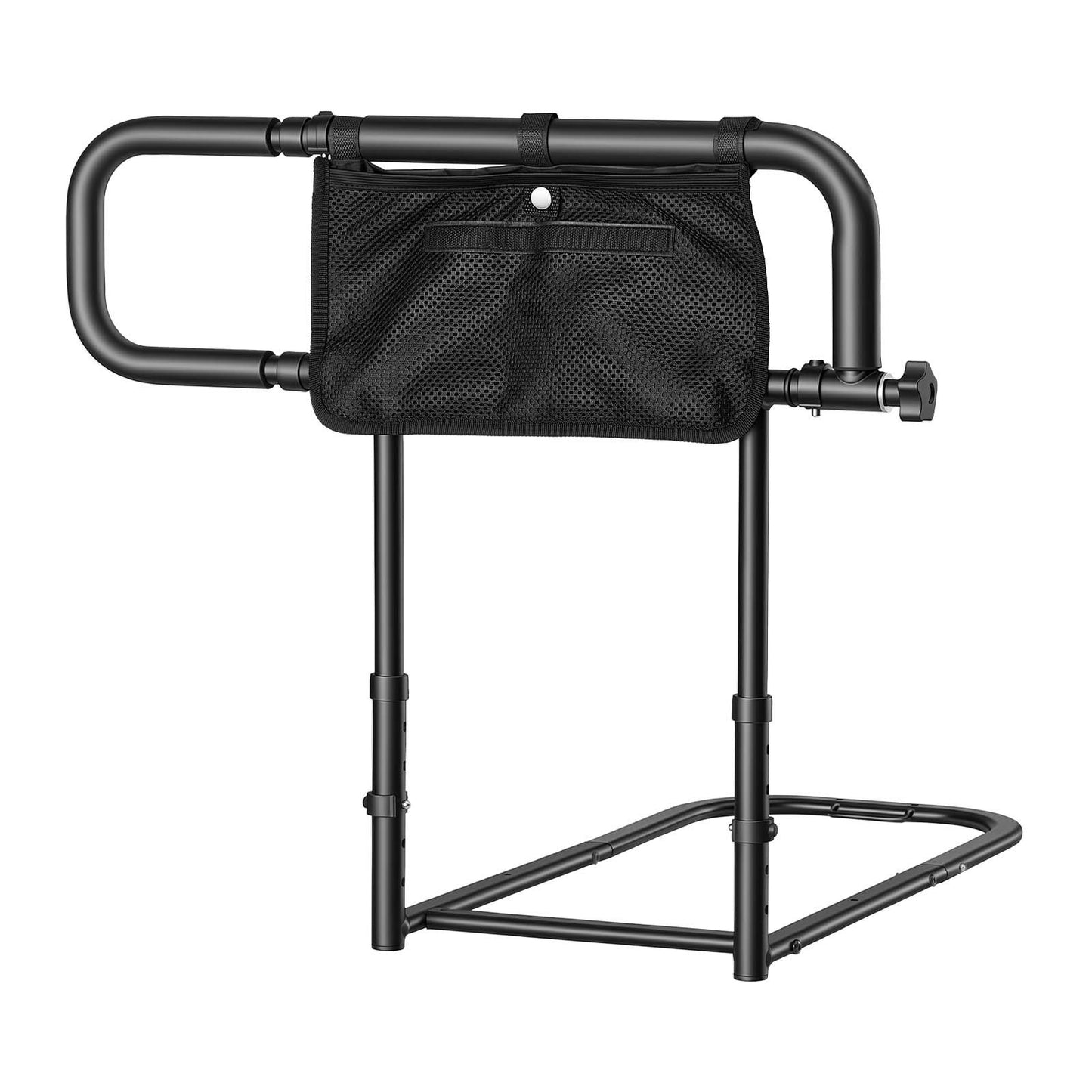 Bed Rails for Elderly Adults Folding Bed Side Assist Rail for Seniors, Length & Height Adjustable, High-Strength Steel Bed Cane with Storage Pocket, Fits King Queen Full Twin Bed, 136kg Support