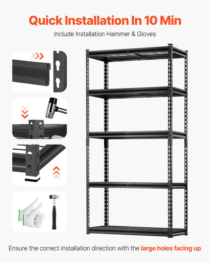 VEVOR Storage Shelves 5 Tier Adjustable Heavy Duty Garage Shelving Unit 907 kg