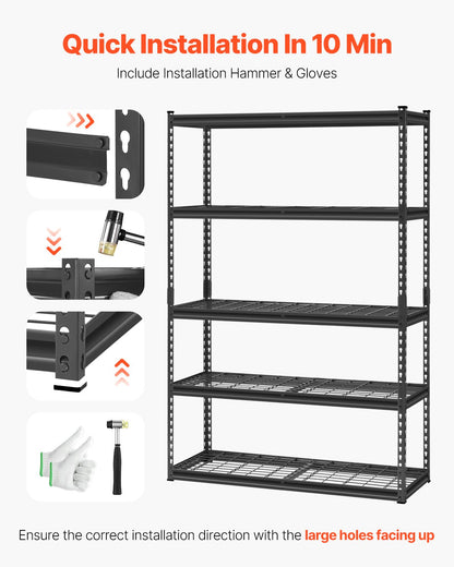 VEVOR Storage Shelves 5 Tier Adjustable Heavy Duty Garage Shelving Unit 1134 kg
