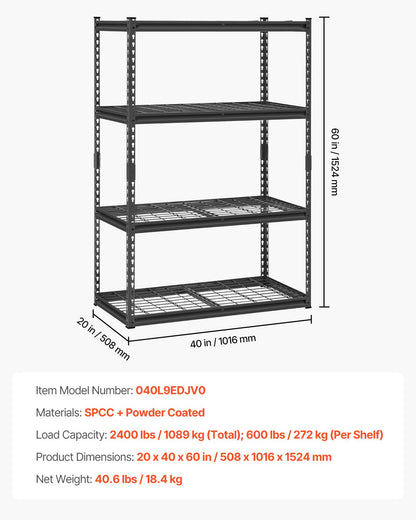 VEVOR Storage Shelves 4 Tier Adjustable Heavy Duty Garage Shelving Unit 1089 kg