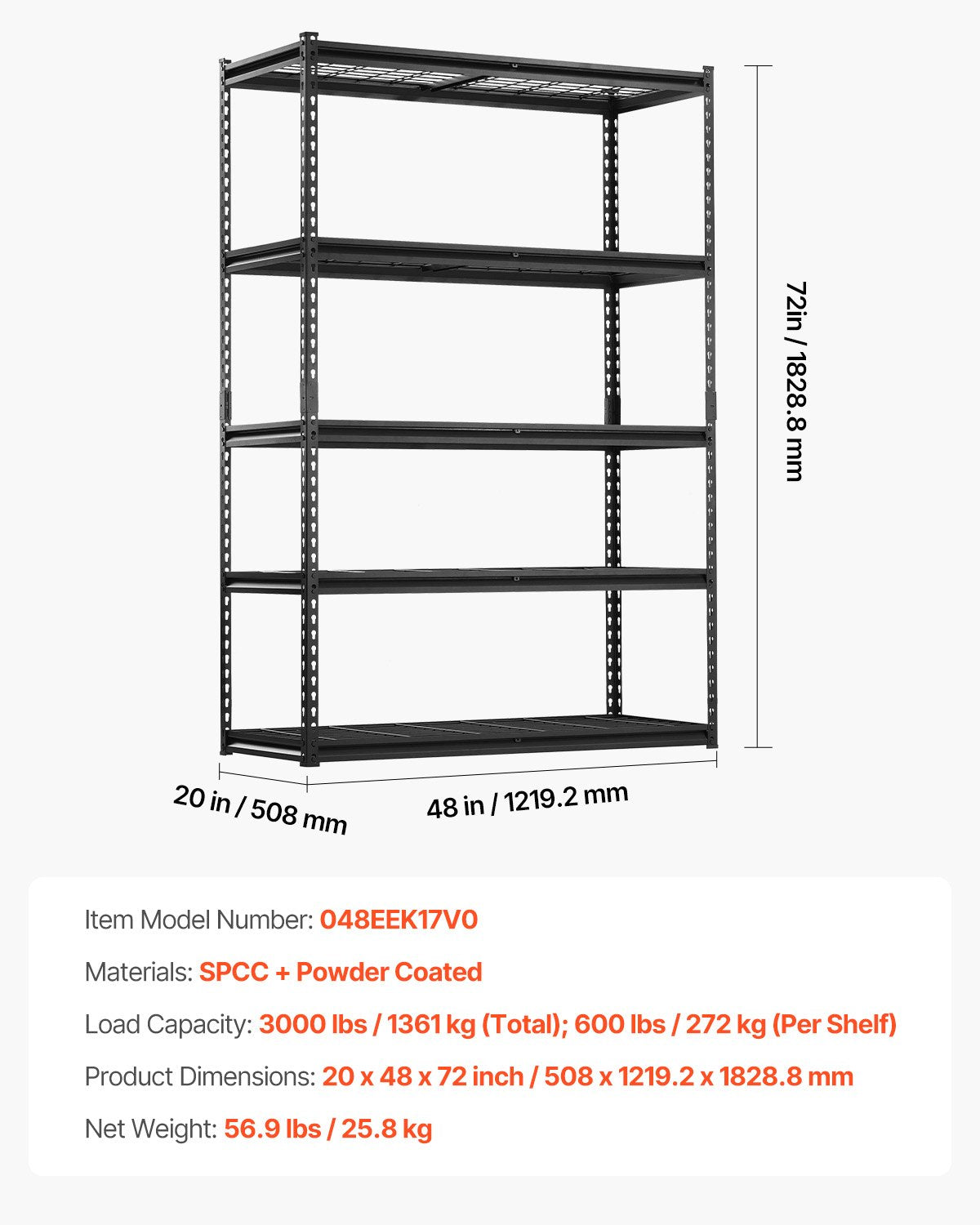 Included rubber hammer and gloves provide added convenience during assembly of the heavy-duty rack