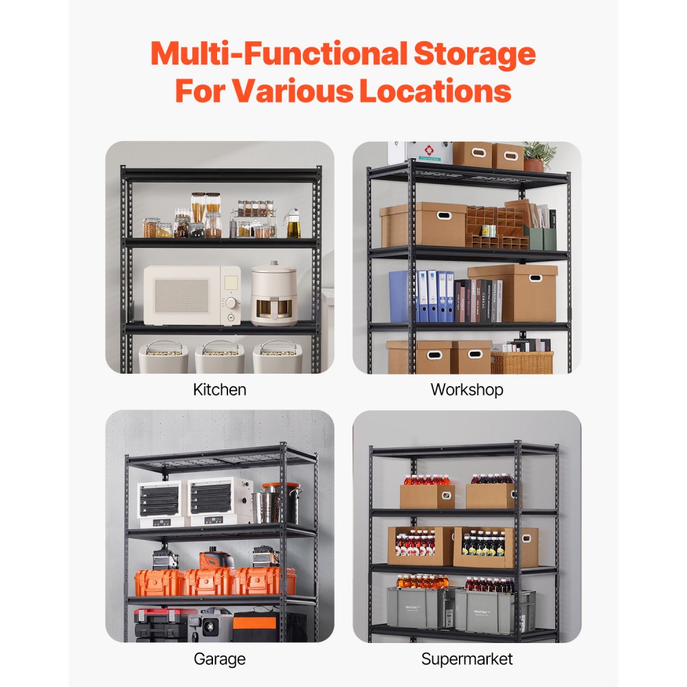 VEVOR Storage Shelves 5 Tier Adjustable Heavy Duty Garage Shelving Unit 1361 kg