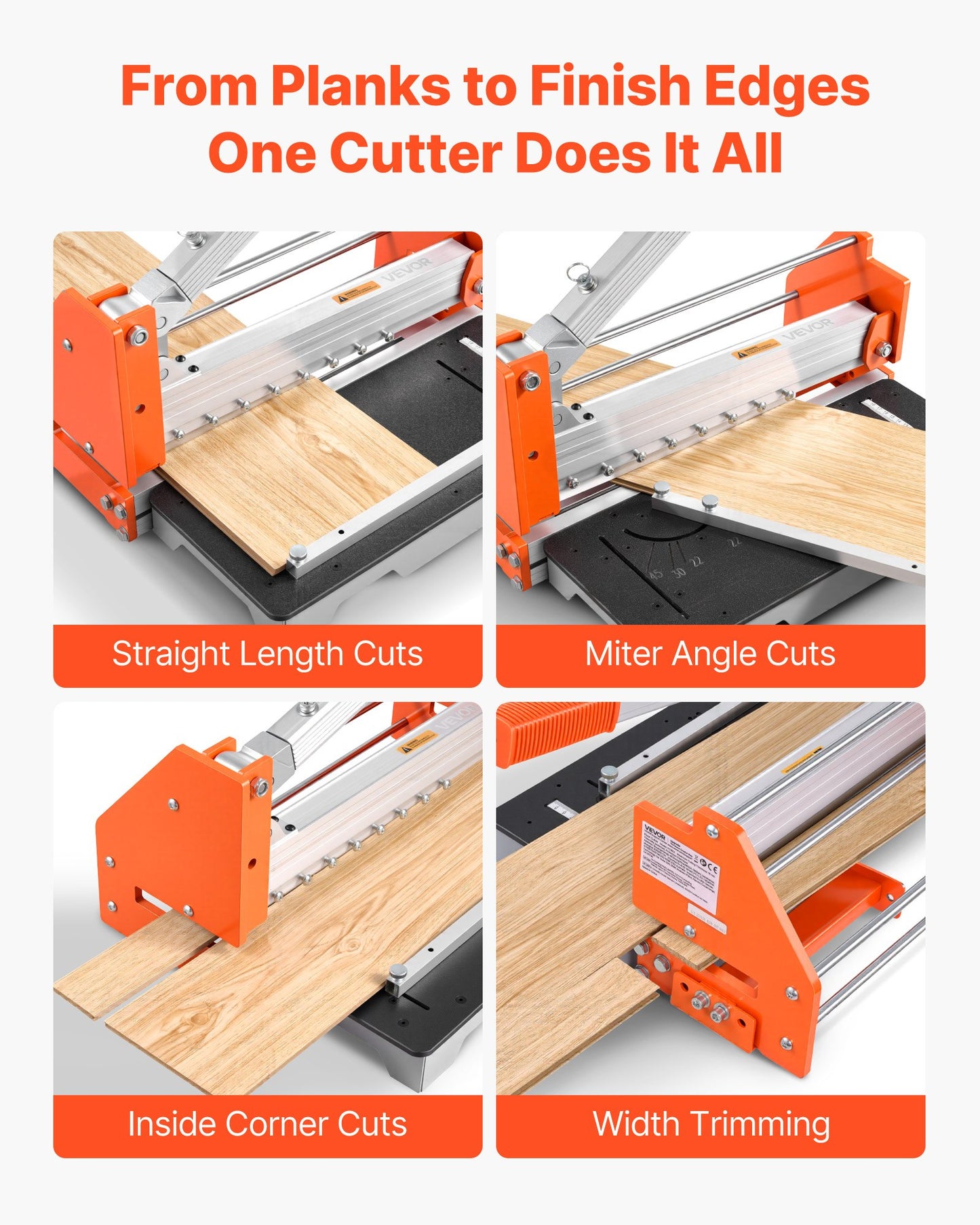 304.8mm Vinyl Floor Cutter, 16mm Thick Laminate Flooring Cutter with Upgraded Labor-Saving Aluminum-Alloy Lever, Telescoping Support Plate, Cuts Engineered Wood, LVT, VCT, SPC, LVP, WPC