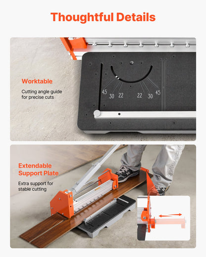 304.8mm Vinyl Floor Cutter, 16mm Thick Laminate Flooring Cutter with Upgraded Labor-Saving Aluminum-Alloy Lever, Telescoping Support Plate, Cuts Engineered Wood, LVT, VCT, SPC, LVP, WPC