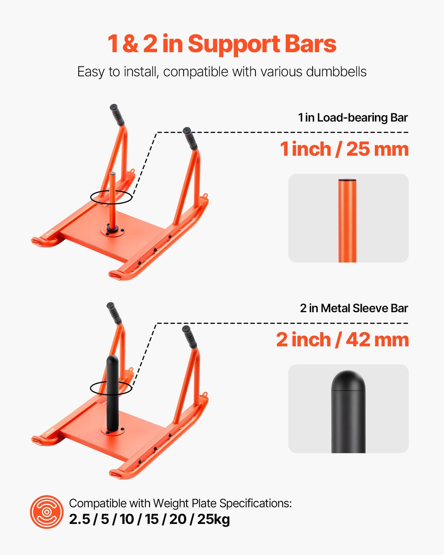 Weight Sled, Steel Power Sled, Fitness Strength Training Sleds for Athletic Exercise Speed Improvement, Workout Fitness Equipment with Handle, Compatible with 25/51 mm Weight Plates, Orange