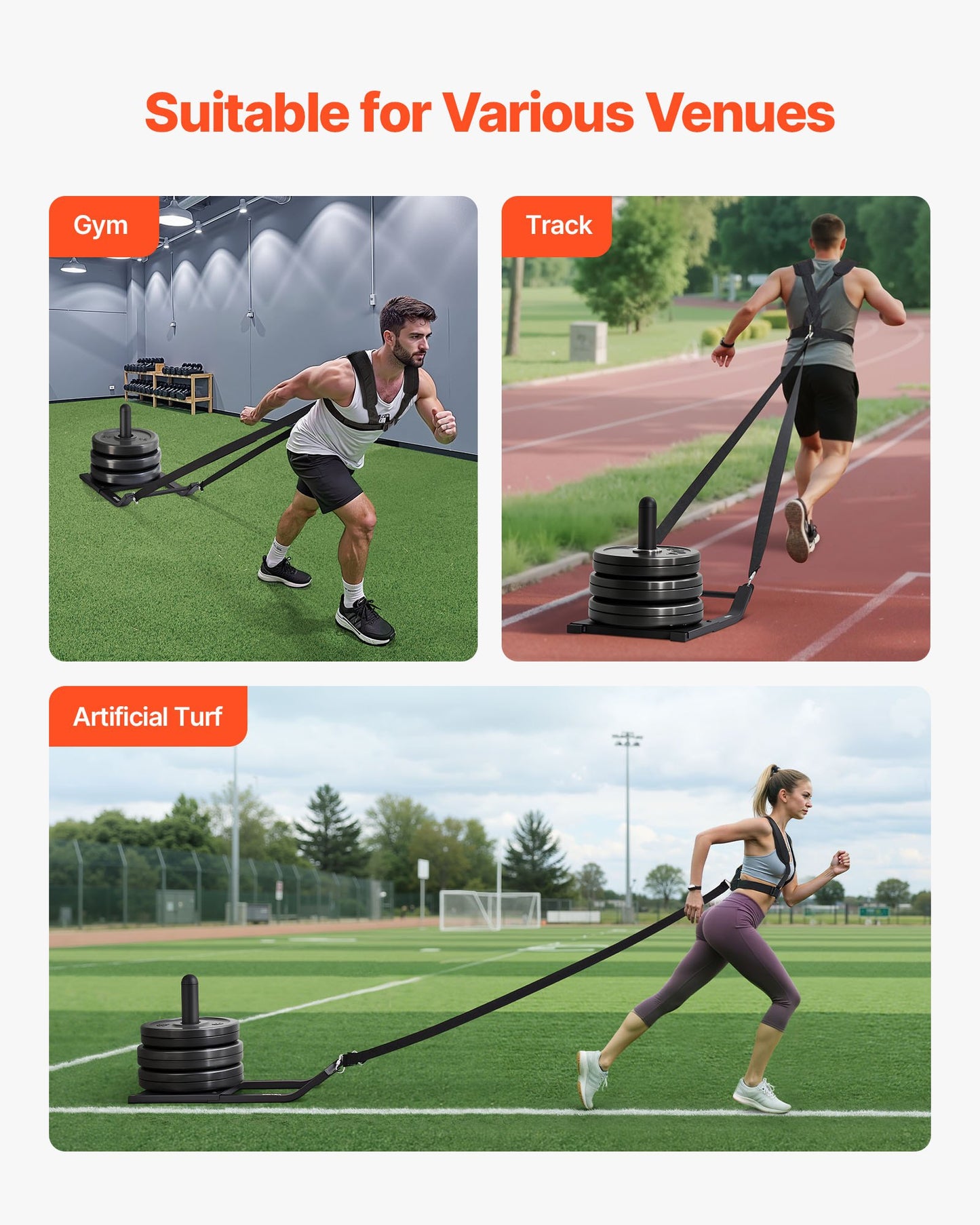 Weight Sled, Steel Power Sled, Fitness Strength Training Sleds for Athletic Exercise Speed Improvement, Workout Fitness Equipment with Harness, Compatible with 25/51 mm Weight Plates, Black