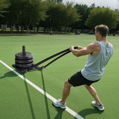 Weight Sled, Steel Power Sled, Fitness Strength Training Sleds for Athletic Exercise Speed Improvement, Workout Fitness Equipment with Harness, Compatible with 25/51 mm Weight Plates, Black