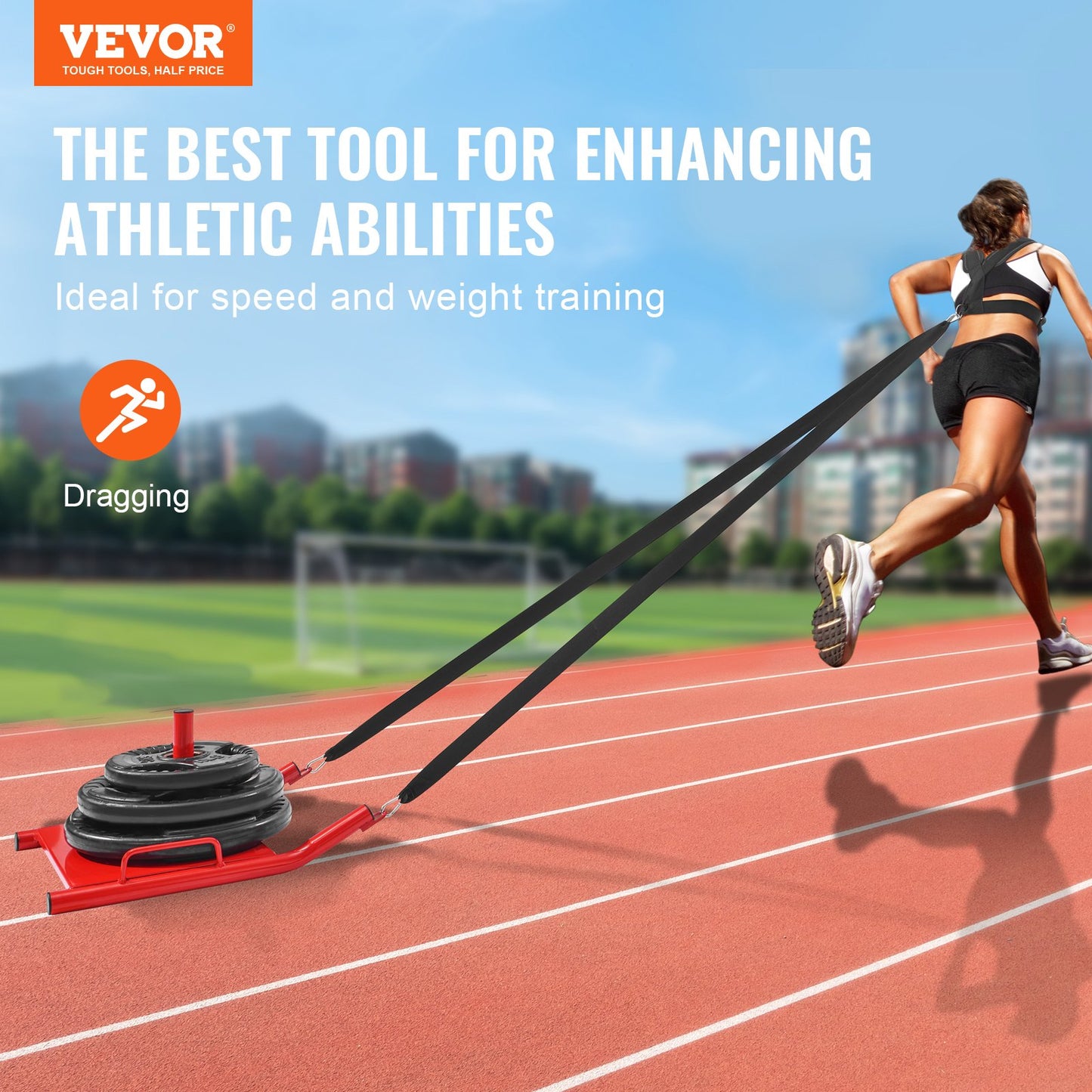 VEVOR Weight Training Pull Sled, Fitness Strength Speed Training Sled, Steel Power