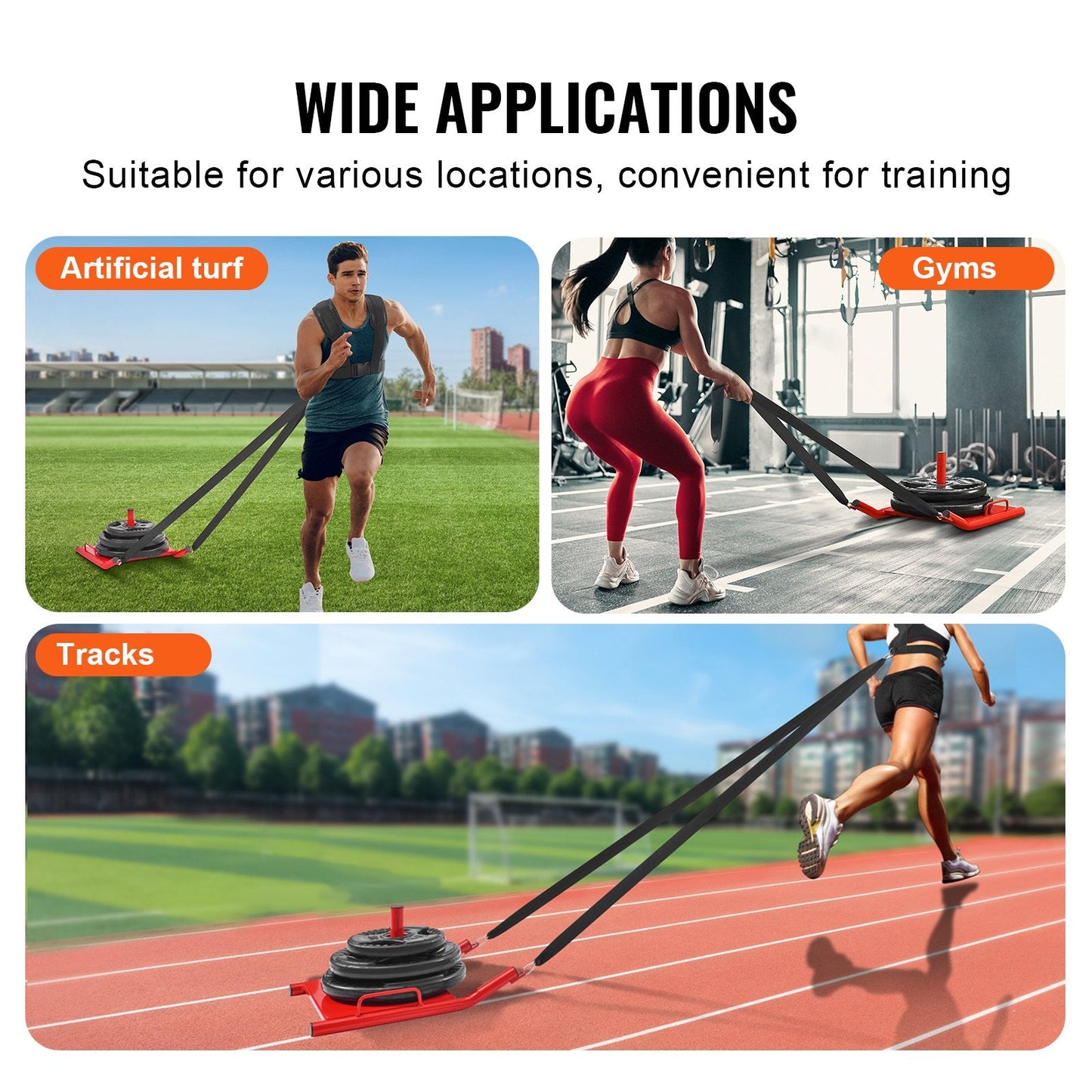 Steel Power Fitness Sled for Strength & Speed Training, 182 kg Capacity, Red