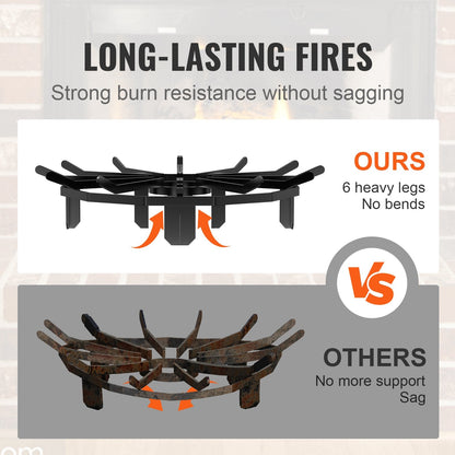 Heavy Duty 0.69m Fire Grate with 6 Legs for Stoves and Outdoor Fire Pits