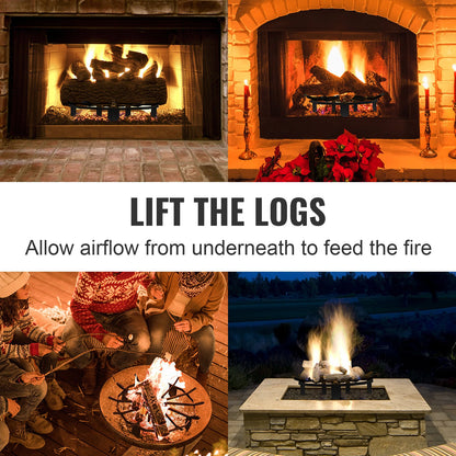 VEVOR Log Grate, 27 inch Heavy Duty Wheel Fire Grate with 6 Support Legs, Solid