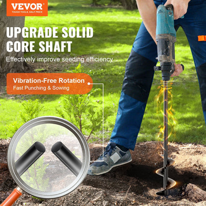 Garden Auger Drill Bit, 77mm x 600mm, for Planting and Hole Digging