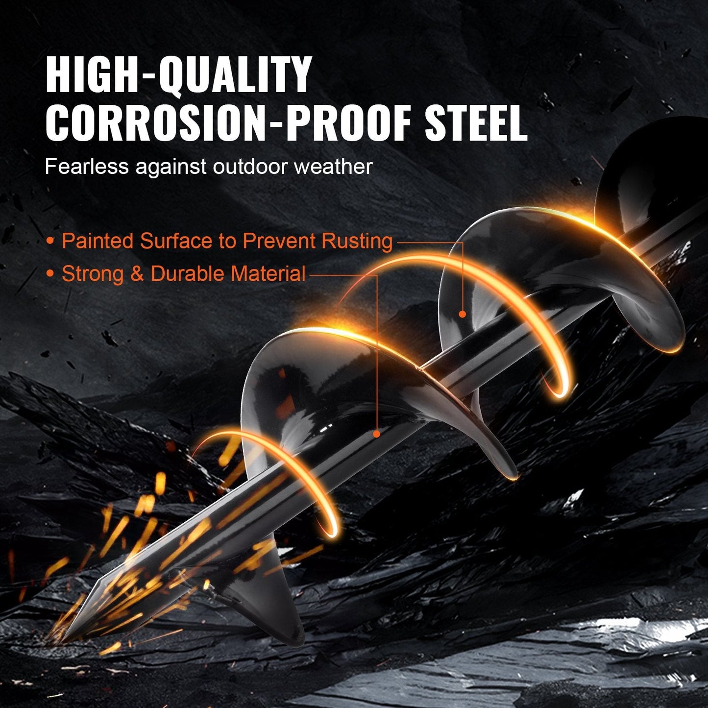 Garden Auger Drill Bit, 77mm x 600mm, for Planting and Hole Digging