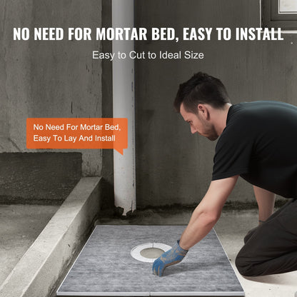 Lightweight 0.91x0.91m Shower Pan Kit with Central Drain and Waterproof Cloths