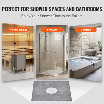 Lightweight 0.91x0.91m Shower Pan Kit with Central Drain and Waterproof Cloths