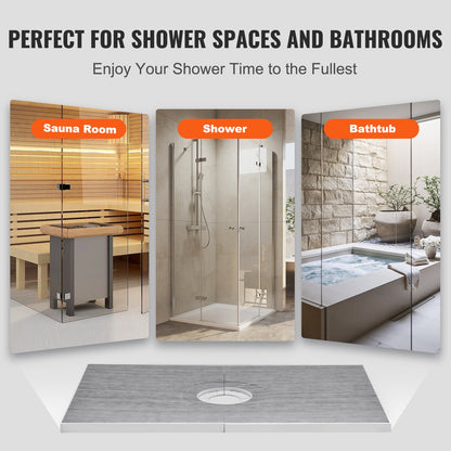VEVOR Shower Curb Kit, 1219x1828mm Shower Pan Kit with 160mm Central Drain, Lightweight