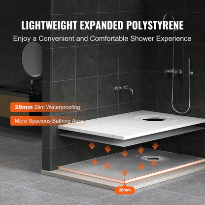 Lightweight EPS Shower Pan Kit with 0.16m Offset Drain and Waterproof Cloths