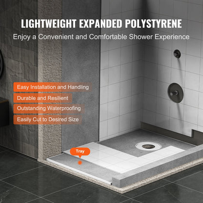 Lightweight EPS Shower Pan Kit with 0.16m Offset Drain and Waterproof Cloths