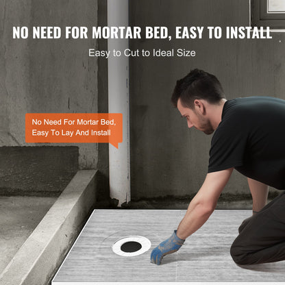 VEVOR Shower Curb Kit, 1524x965mm Shower Pan Kit with 160mm Offset Drain, Lightweight