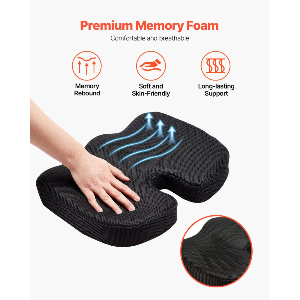 Seat Cushion Memory Foam Seat Chair Cushion for Back Hip Pressure Relief