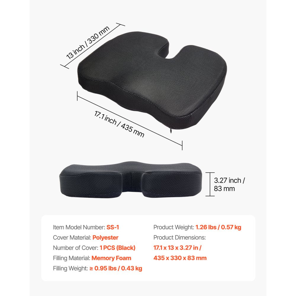 Seat Cushion Memory Foam Seat Chair Cushion for Back Hip Pressure Relief