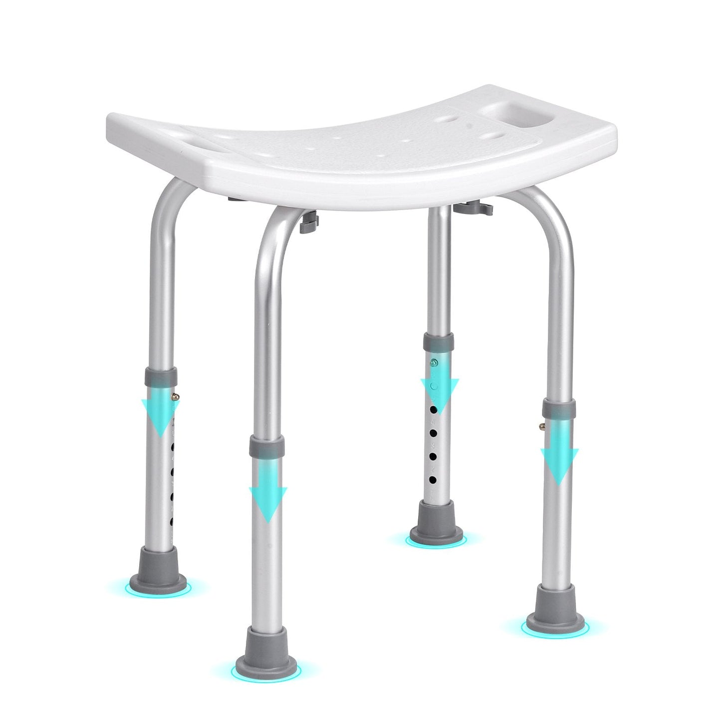 Adjustable Shower Stool with Handles, 158.8 kg Capacity, 0.36-0.49 m Height