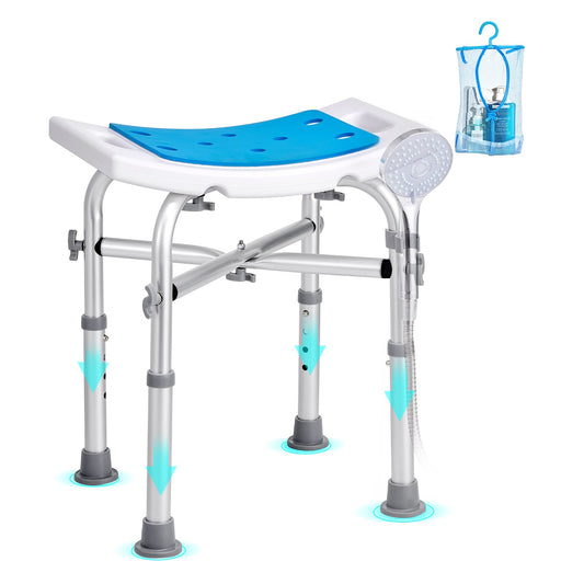VEVOR Shower Chair, Adjustable Height Shower Stool with Crossbar Support, Shower