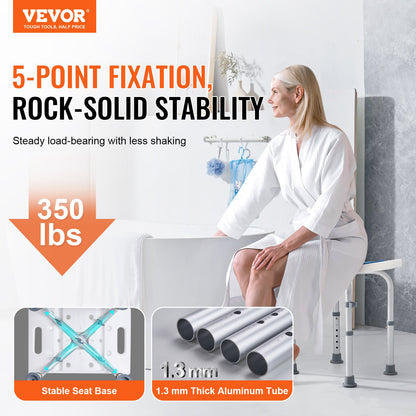VEVOR Shower Chair, Adjustable Height Shower Stool, Shower Seat for Inside Shower
