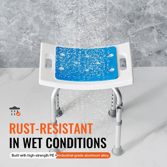Adjustable Height Shower Stool, Non-Slip Seat for Elderly, 158.8 kg Capacity