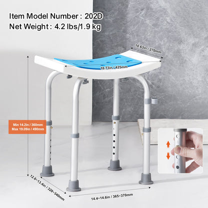 VEVOR Shower Chair, Adjustable Height Shower Stool, Shower Seat for Inside Shower