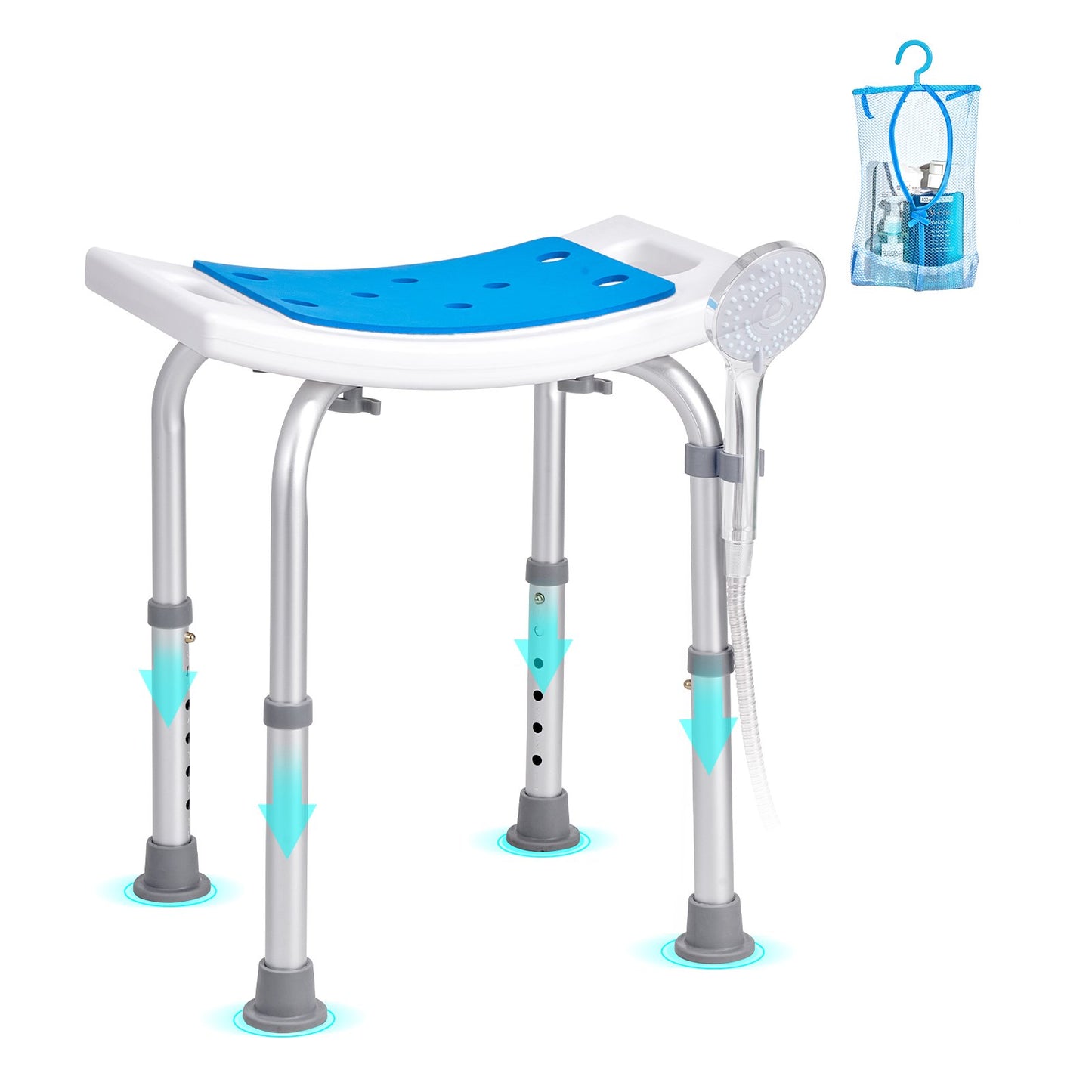 VEVOR Shower Chair, Adjustable Height Shower Stool, Shower Seat for Inside Shower