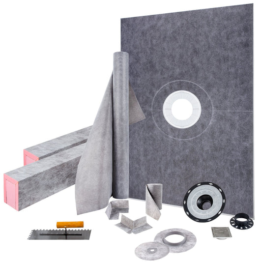VEVOR Waterproofing Shower Kit Shower Kit Tray 38''x60'' with Central Drain ABS