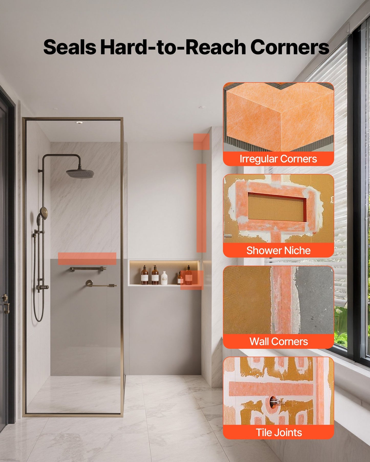 Waterproof Membrane for Shower, 0.13 x 30 m 3.84 m² Waterproofing Tile Membrane, 0.5mm Thick Polyethylene Fabric Roll, Easy to Cut for Bathroom, Kitchen, Sauna, Corners, Niches, Tile Joints