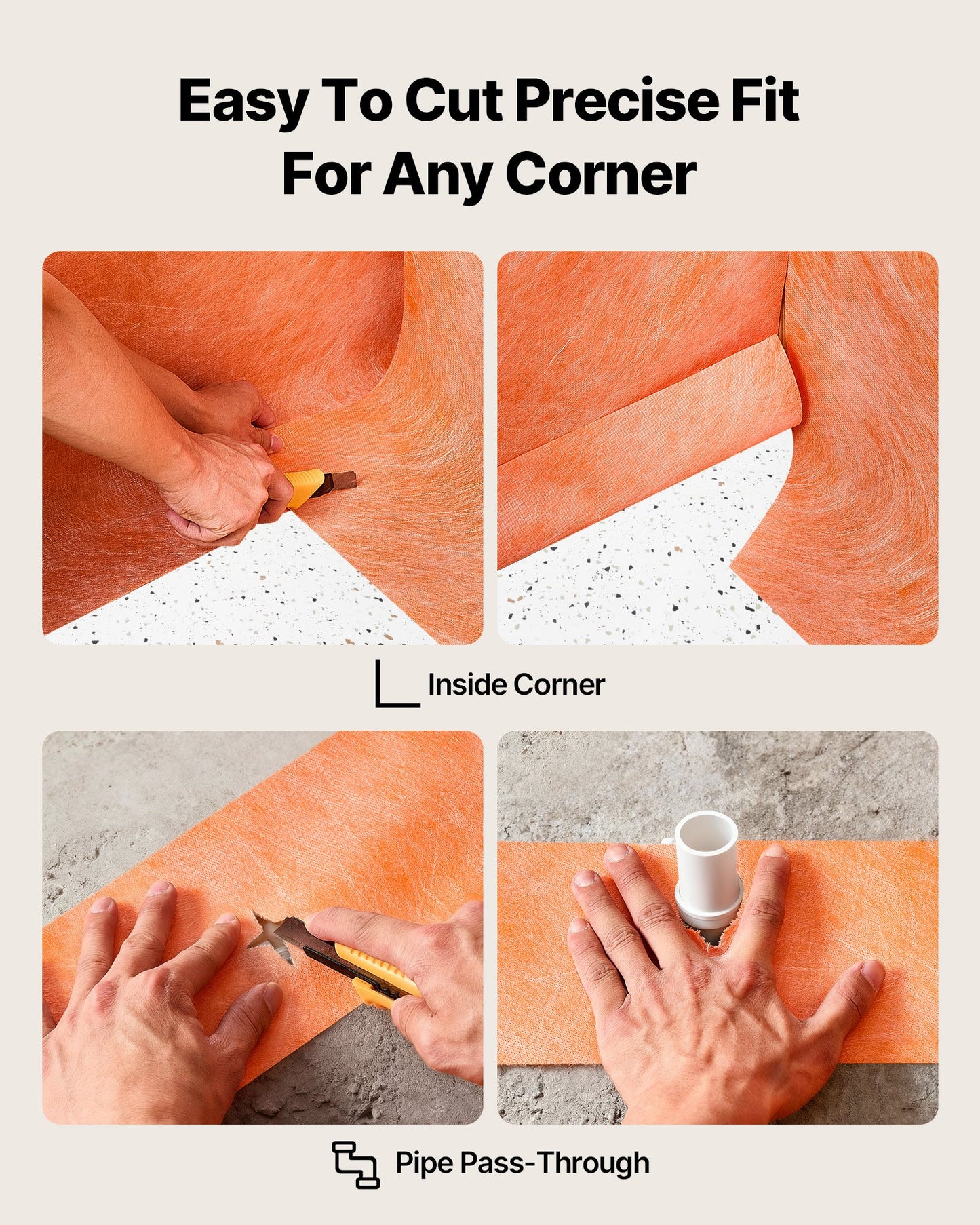 Waterproof Membrane for Shower, 0.13 x 30 m 3.84 m² Waterproofing Tile Membrane, 0.5mm Thick Polyethylene Fabric Roll, Easy to Cut for Bathroom, Kitchen, Sauna, Corners, Niches, Tile Joints