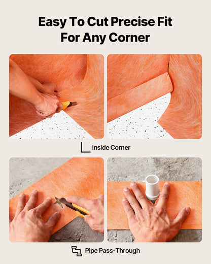 Waterproof Membrane for Shower, 0.13 x 30 m 3.84 m² Waterproofing Tile Membrane, 0.5mm Thick Polyethylene Fabric Roll, Easy to Cut for Bathroom, Kitchen, Sauna, Corners, Niches, Tile Joints