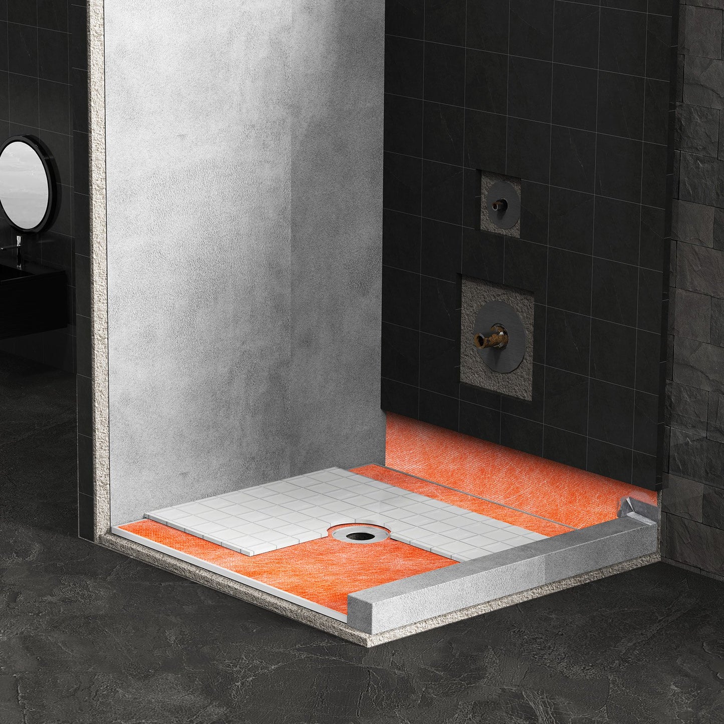 Waterproof Membrane for Shower, 0.13 x 30 m 3.84 m² Waterproofing Tile Membrane, 0.5mm Thick Polyethylene Fabric Roll, Easy to Cut for Bathroom, Kitchen, Sauna, Corners, Niches, Tile Joints