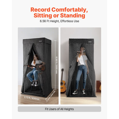 200 cm Portable Vocal Booth Recording Booth with Travel Bag for Podcasts