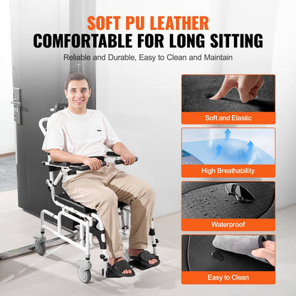 Aluminum Alloy Shower Wheelchair for Disabled Adults, 136 kg Capacity