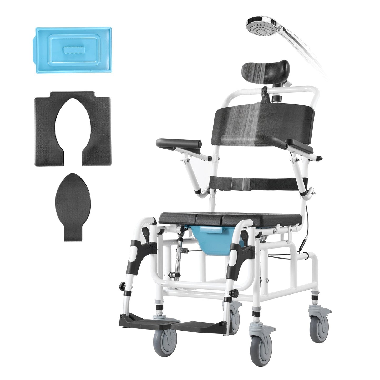 Aluminum Alloy Shower Wheelchair for Disabled Adults, 136 kg Capacity