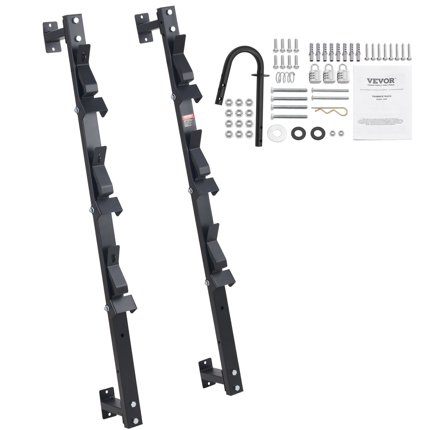 VEVOR 3-Place Weeder Trimmer Rack Holder for Open Landscape Trailer Lockable