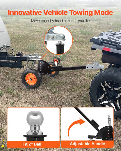 1500lbs 2-in-1 Trailer Dolly 22 and 26 in Adjustable Height 2in Ball with Caster