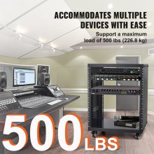 12U AV Rack with 226.8 kg Capacity for Studio and Network Equipment