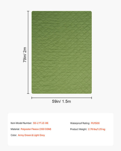 VEVOR Camping Blanket 2.08 m x 1.4 m Warm Stadium Blanket 330GSM Outdoor Travel