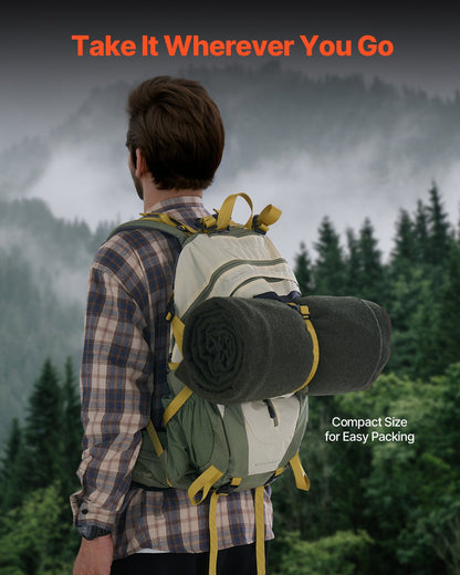 VEVOR Wool Camping Blanket 1.62 m x 2.23 m for Camping Hiking Travel Army Green