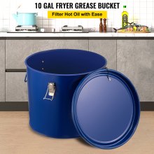 10 Gal Grease Disposal Caddy with Lid & Filter Bag, 4.69 kg Capacity, Dark Blue