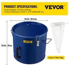 10 Gal Grease Disposal Caddy with Lid & Filter Bag, 4.69 kg Capacity, Dark Blue