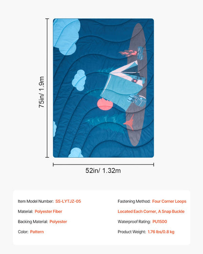 VEVOR Camping Blanket 1.9 m x 1.32 m Wearable Warm Stadium Blanket Outdoor