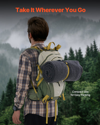 VEVOR Wool Camping Blanket 1.62 m x 2.23 m for Camping Hiking Travel Light Grey