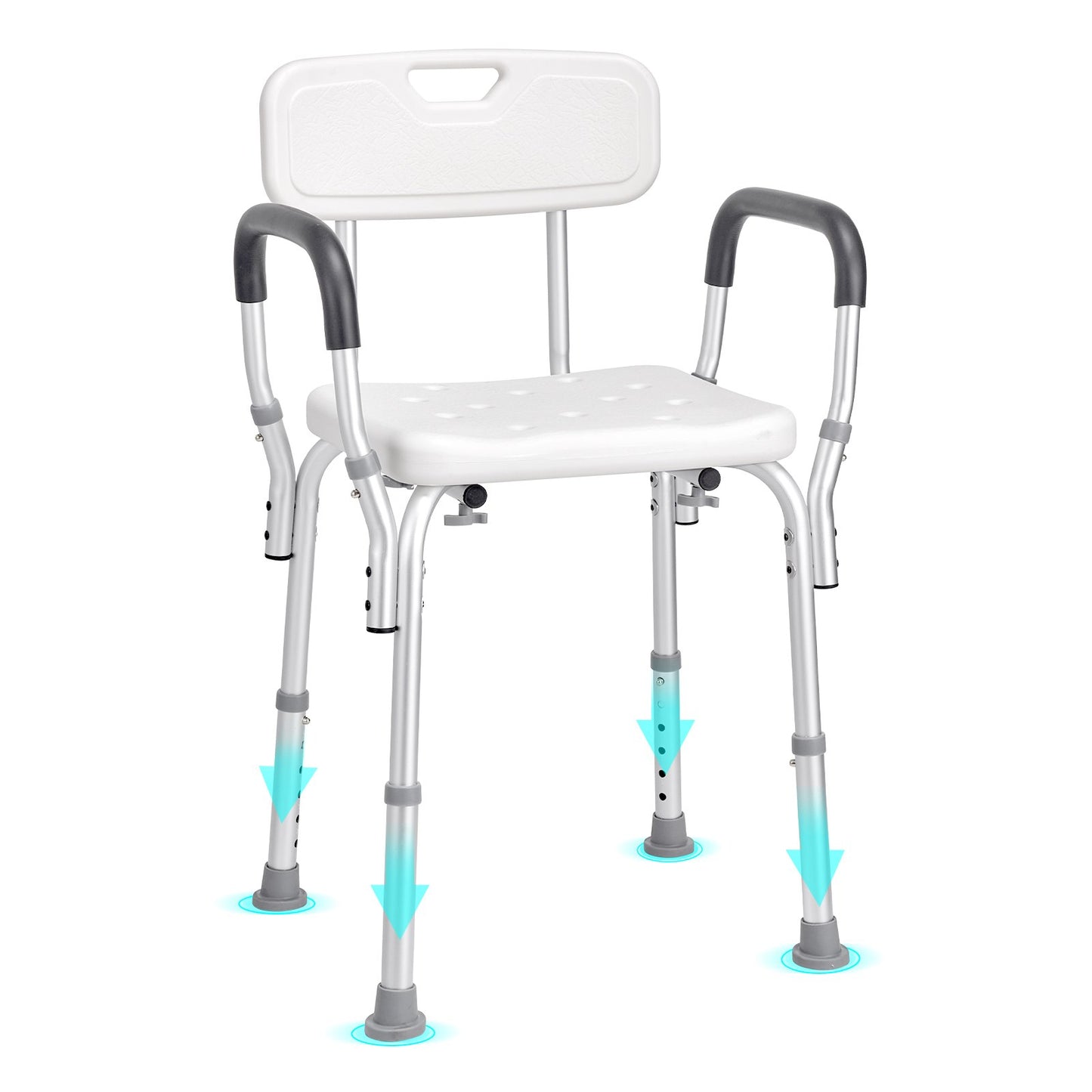 VEVOR Shower Chair, Shower Seat with Back, Adjustable Height Shower Stool, Shower