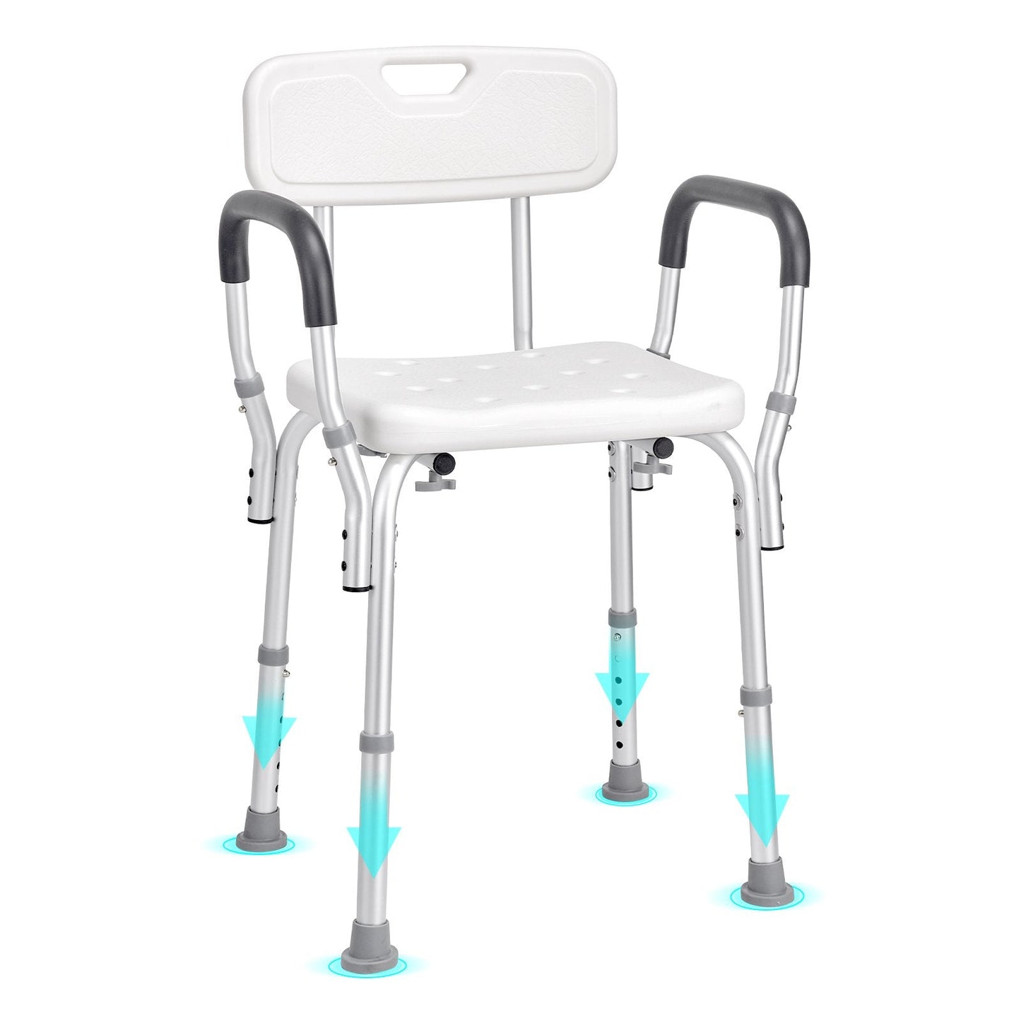 Adjustable Shower Chair with Backrest, 158.8 kg Capacity, 39-52 cm Height Range